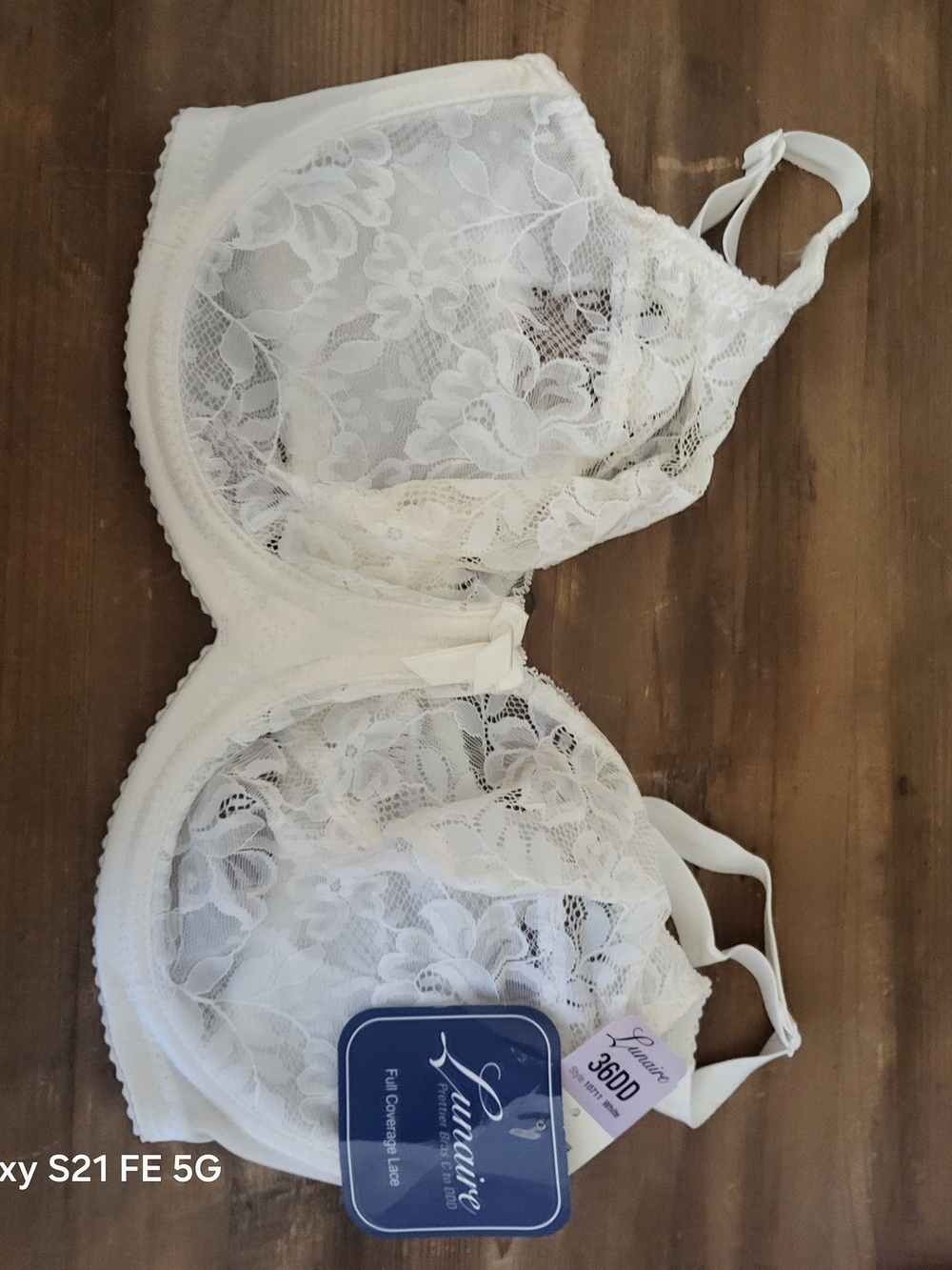 Lunavie White Lace Full-Coverage Underwire Bra with Bow Detail